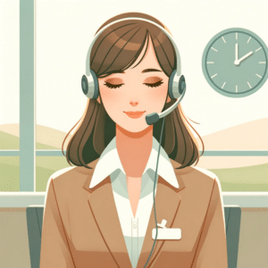 A receptionist showing great patience